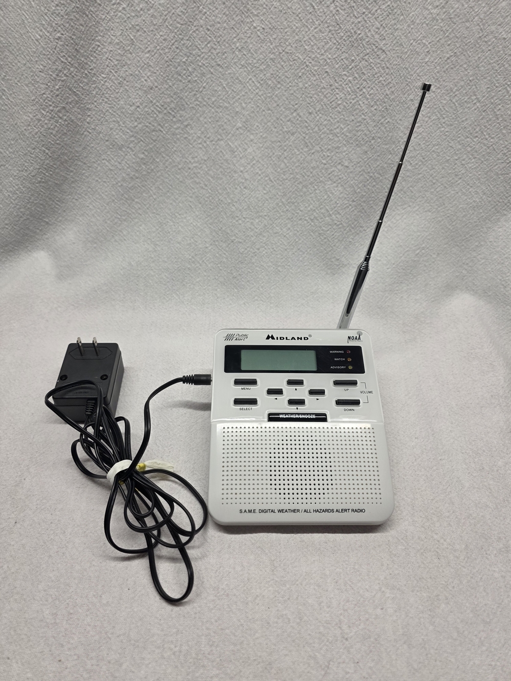 Midland NOAA Public Alert Weather Radio With Power Adapter and Battery Backup.